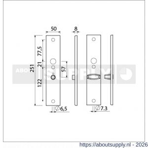 Ami 251/50/8 langschild aluminium toilet- en badkamersluiting WC 5/57 mm F1 R6,5/R7,3 - S10900688 - afbeelding 2