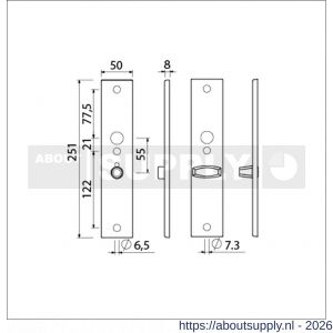Ami 251/50/8 langschild aluminium toilet- en badkamersluiting WC 8/55 mm F1 R6,5/R7,3 - S10900689 - afbeelding 2