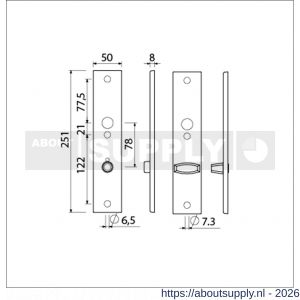 Ami 251/50/8 langschild aluminium toilet- en badkamersluiting WC 8/78 mm F1 R6,5/R7,3 - S10900692 - afbeelding 2