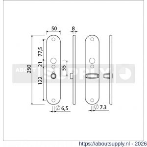 Ami 250/50/8/1 langschild aluminium toilet- en badkamersluiting WC 8x55 mm F1 R6,5/R7,3 - S10900678 - afbeelding 2
