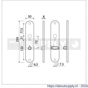 Ami 250/50/8/1 langschild aluminium toilet- en badkamersluiting WC 8x72 mm F1 R6,5/R7,3 - S10900680 - afbeelding 2