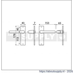 Ami KS 178/43-386 kruk-kruk garnituur deurkruk 386 Rota kortschild 178/43 blind F1 deurdikte 38-42 mm - S10900111 - afbeelding 2