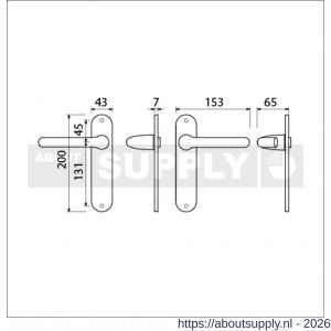 Ami 200/1/7-386 kruk-kruk garnituur deurkruk 386 Rota langschild 200/1/7 blind Irox Archi Design deurdikte 38-42 mm - S10900100 - afbeelding 2