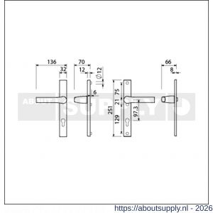 Ami VHB 251/32-379 veiligheids Rotaveer kruk-kruk smalschildgarnituur SKG** VHB deurkruk 379 Rota 251/32 profielcilinder PC 97,3 F1 en deurkruk 379 Rota 251/32 profielcilinder PC 97,3 deurdikte 53-57 mm - S10900893 - afbeelding 2