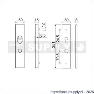 Ami VHB 251/15 KT senioren veiligheidlangschild SKG*** kerntrekbeveiliging omkeer VHB 251/50/15 buiten kerntrek KT 72 omkeer en binnen profielcilinder PC 72 omkeer F1 deurdikte 38-42 mm - S10901520 - afbeelding 2