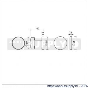 Ami Klik rond knoprozet aluminium knop 169/50 F1 - S10900474 - afbeelding 2