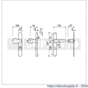 Ami VHB 257/37/2-173- 378 KT veiligheids Rotaveer knop-kruk smalschildgarnituur SKG** Archi Design ovaal VHB 257/37/15 kerntrek KT 72 knop 173 Varo Irox en deurkruk 378 Rota 257/32/2 profielcilinder PC 72 deurdikte 53-57 mm - S10901603 - afbeelding 2