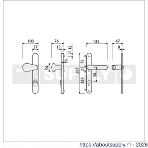Ami VHB 257/37/2-173- 378 KT veiligheids Rotaveer knop-kruk smalschildgarnituur SKG** Archi Design ovaal VHB 257/37/15 kerntrek KT 92 knop 173 Varo Irox en deurkruk 378 Rota 257/32/2 profielcilinder PC 92 deurdikte 53-57 mm - S10901604 - afbeelding 2