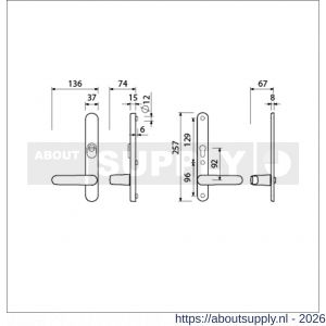 Ami VHB 257/37/2-378 KT veiligheids Rotaveer kruk-kruk smalschildgarnituur SKG*** kerntrekbeveiliging ovaal VHB deurkruk 378 Rota 257/37/2 kerntrek KT 92 omkeer F1 deurdikte 53-57 mm - S10901658 - afbeelding 2
