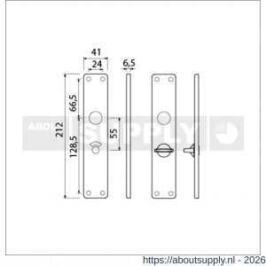 Ami 212/41 RH langschild aluminium rondhoek toilet- en badkamersluiting WC 8/55 mm F1 - S10900639 - afbeelding 2