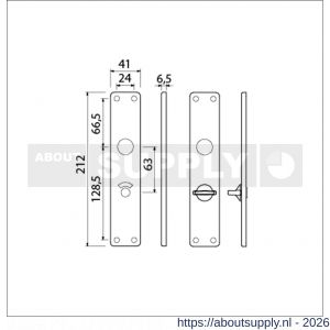 Ami 212/41 RH langschild aluminium rondhoek toilet- en badkamersluiting WC 8/63 mm F1 - S10900640 - afbeelding 2