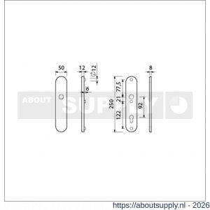 Ami VHB 250/50/1 veiligheidslangschild SKG*** ovaal VHB 250/50/1 buiten blind F1 en binnen profielcilinder PC 92 deurdikte 53-57 mm - S10900911 - afbeelding 2