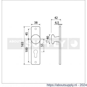 Ami 165/4 RH knopkortschild aluminium rondhoek knop 160/40 vast kortschild 165/4 RH PC 55 F1 - S10900707 - afbeelding 2