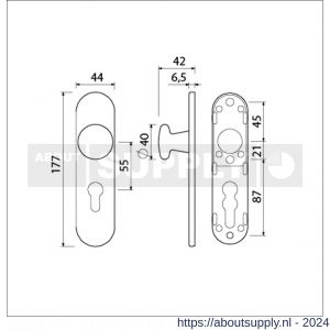 Ami 177/1 Klik knopkortschild aluminium knop 160/40 vast kortschild 177/1 PC 55 Klik F1 - S10900718 - afbeelding 2