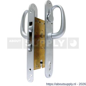 S&B 100930.9 cilinder schuifdeurslot 100930.9 PZ 55 mm PC 90 voorplaat 232x25 mm U messing mat chroom - S40615058 - afbeelding 1