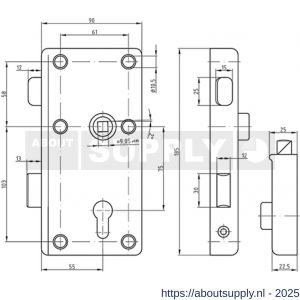 S&B 110202.6 dag en nacht cilinder oplegslot PZ 55 mm DIN 81311 C DIN links buiten messing gepolijst chroom - S40615099 - afbeelding 2