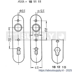 S&B 181210.4 deurschild PC 170 mm afstand 75 mm rond messing gepolijst - S40615160 - afbeelding 1
