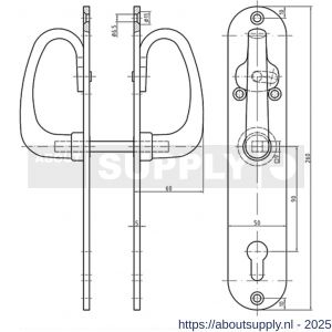 S&B 200969.9 deurkrukken voor 27100930.9 krukstift 9 mm voor schuifdeurslot messing mat chroom - S40615223 - afbeelding 1