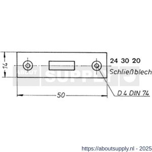 S&B 243020.4 sluitplaat sluitplaat voor deurschuif 100x46 mm 10 mm stiftdiameter messing gepolijst - S40615141 - afbeelding 2