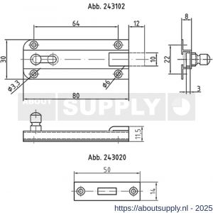 S&B 243104.4 profiel-deurschuif vlak 50 mm messing gepolijst - S40615144 - afbeelding 2