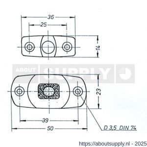 S&B 253600.6 deurvastzetter L=50 mm D=23 mm met tegenplaat en rubber aanslag messing gepolijst chroom - S40615126 - afbeelding 2