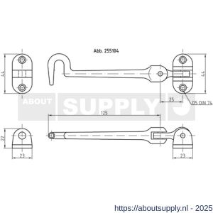 S&B 255101.4 deur-kajuithaak zwaar 200 mm met tegenplaat messing gepolijst - S40615042 - afbeelding 2