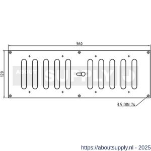 S&B 270300.4 schuifrooster 360x120 mm zonder tegenplaat luchtdoorlaat 109 cm2 messing gepolijst - S40615226 - afbeelding 2