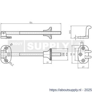 S&B 325000.6 stuurhuisdaktrekker 154 mm met tegenplaat en moer messing gepolijst chroom - S40615183 - afbeelding 2