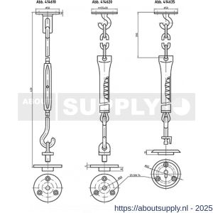 S&B 414620.3 met veer stoelsjorring set met veer messing gerold chroom - S40615051 - afbeelding 2