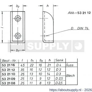 S&B 532108.4 plankhouder 25x11x13 mm-voor 8 mm materiaal messing gepolijst - S40615048 - afbeelding 2
