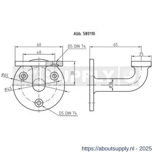 S&B 580000.4 rond ovaal leuninghouder 65 mm rond ovalen wandplaat messing gepolijst - S40615172 - afbeelding 2