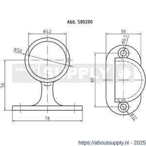 S&B 580200.4 leuning eindstuk 42 mm rond DIN 81418 B nummer 413 ovalen wandplaat messing gepolijst - S40615176 - afbeelding 2