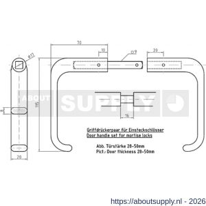 S&B 171009.4 deurkrukken voor insteekslot DIN 81317 A deurdikte 28-50 mm krukstift 9 mm messijng gepolijst - S40615154 - afbeelding 2