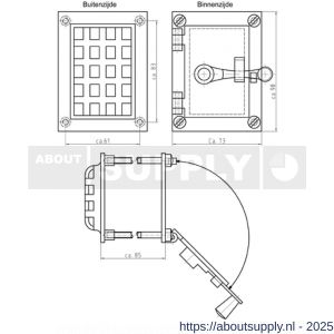 S&B TS-970.4 deurspion luikje 97x73 mm kompleet messing gepolijstl - S40615157 - afbeelding 2