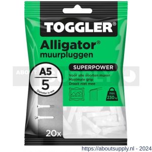 Toggler A5-20 Alligator muurplug zonder flens A5 diameter 5 mm zak 20 stuks - S32650063 - afbeelding 1