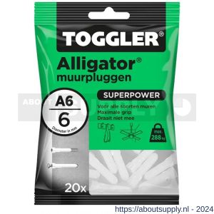Toggler A6-20 Alligator muurplug zonder flens A6 diameter 6 mm zak 20 stuks - S32650067 - afbeelding 1