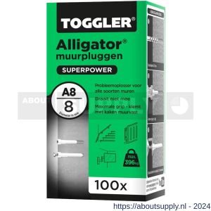 Toggler A8-100 Alligator muurplug zonder flens A8 diameter 8 mm doos 100 stuks - S32650072 - afbeelding 1