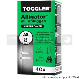 Toggler A8-40 Alligator muurplug zonder flens A8 diameter 8 mm doos 40 stuks - S32650069 - afbeelding 1