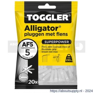 Toggler AF5-20 Alligator plug met flens AF5 diameter 5 mm zak 20 stuks wanddikte > 6,5 mm - S32650052 - afbeelding 1