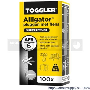 Toggler AF6-100 Alligator plug met flens diameter 6 mm doos 100 stuks wanddikte > 9,5 mm - S32650079 - afbeelding 1