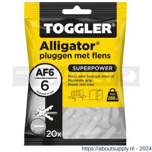 Toggler AF6-20 Alligator plug met flens AF6 diameter 6 mm zak 20 stuks wanddikte > 9,5 mm - S32650056 - afbeelding 1