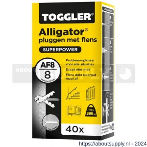 Toggler AF8-40 Alligator plug met flens AF8 diameter 8 mm doos 40 stuks wanddikte > 12,5 mm - S32650057 - afbeelding 1