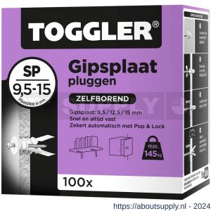 Toggler SP-100 gipsplaatplug SP doos 100 stuks gipsplaat 9-15 mm - S32650001 - afbeelding 1
