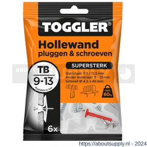 Toggler TB-6-schroef hollewandplug TB met schroef zak 6 stuks plaatdikte 9-13 mm - S32650024 - afbeelding 1