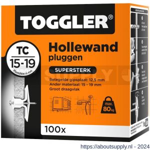 Toggler TC-100 hollewandplug TC doos 100 stuks plaatdikte 15-19 mm - S32650017 - afbeelding 1
