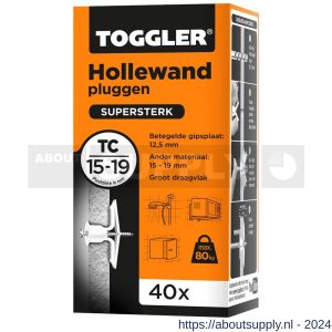 Toggler TC-40 hollewandplug TC doos 40 stuks plaatdikte 15-19 mm - S32650018 - afbeelding 1