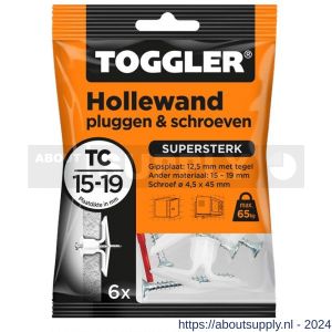 Toggler TC-6-schroef hollewandplug TC met schroef zak 6 stuks plaatdikte 15-19 mm - S32650025 - afbeelding 1