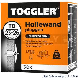 Toggler TD-50 DS hollewandplug TD doos 50 stuks plaatdikte 23-26 mm - S32650027 - afbeelding 1