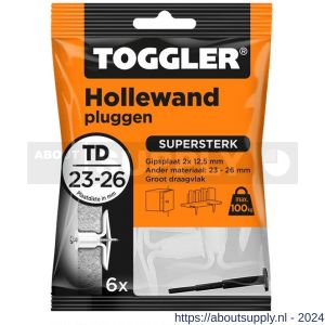 Toggler TD-6 hollewandplug TD zak 6 stuks plaatdikte 23-26 mm - S32650026 - afbeelding 1