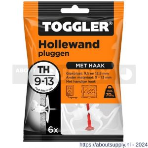 Toggler TH-6 hollewandplug TH met haak zak 6 stuks plaatdikte 9-13 mm - S32650030 - afbeelding 1